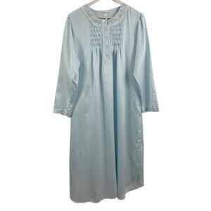 Vintage Miss Elaine Women’s Blue Satin Night Gown Size M